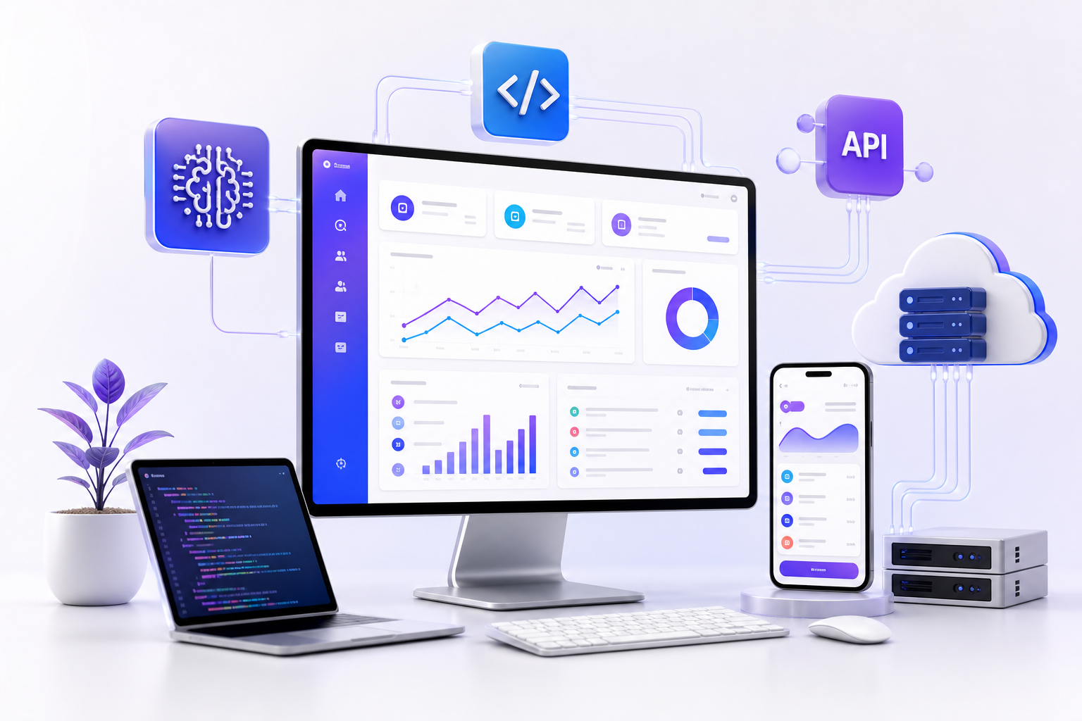 LookupBuild software architecture, AI app, ERP and cloud dashboard preview